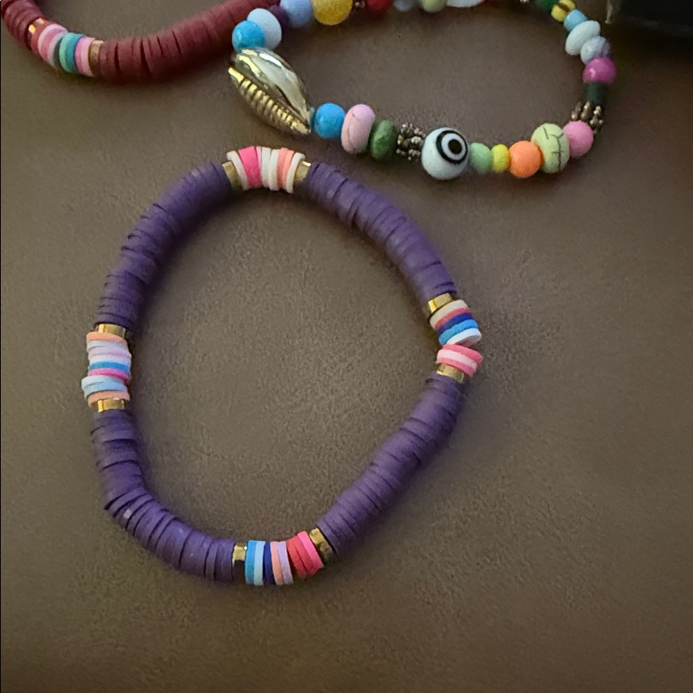 Colorful Beaded Bracelet - purple bead bracelet-
One left.